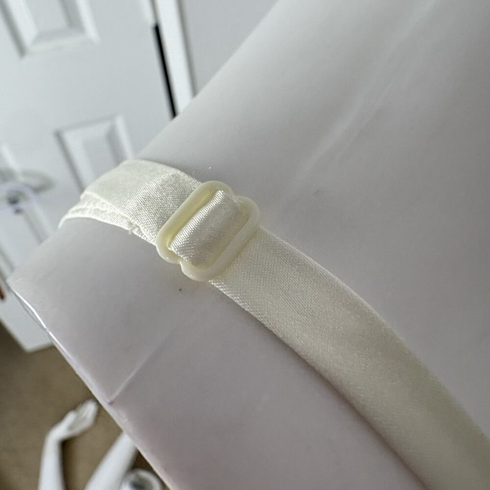 90s Victoria’s Secret Maxi Gown Slip Dress Sheer Chiffon Silky Satin Ivory Sz M - Picture 10 of 11